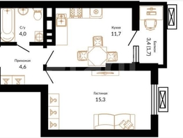Продается 1-комнатная квартира ЖК Южане, 4 очередь литера 2, 35.9  м&sup2;, 5250000 рублей