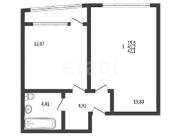 Продается 1-комнатная квартира ЖК Режиссёр, литера 3, 42.1  м&sup2;, 5800000 рублей