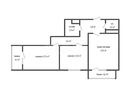 Продается 2-комнатная квартира Домбайская ул, 61.7  м&sup2;, 6100000 рублей