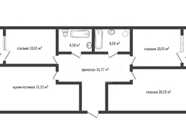 Продается 3-комнатная квартира ЖК Режиссёр, литера 3, 91.8  м&sup2;, 11300000 рублей