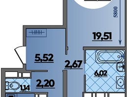 Продается 2-комнатная квартира ЖК Восточный, литер 52, 64.94  м&sup2;, 7592000 рублей
