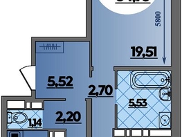 Продается 2-комнатная квартира ЖК Восточный, литер 52, 64.76  м&sup2;, 7667999 рублей
