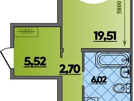 Продается 1-комнатная квартира ЖК Восточный, литер 52, 47.36  м&sup2;, 6148000 рублей