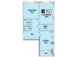Продается 2-комнатная квартира ЖК Кварталы 17/77, литер 3.3, 77.4  м², 7051140 рублей
