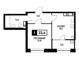 Продается 1-комнатная квартира ЖК Кварталы 17/77, литер 7.3, 33.4  м², 3557100 рублей
