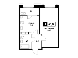 Продается 1-комнатная квартира ЖК Основа, литер 4, 41.8  м², 4297040 рублей