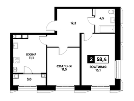 Продается 2-комнатная квартира ЖК Основа, литер 4, 58.4  м², 5413680 рублей