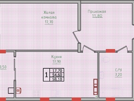 Продается 1-комнатная квартира ЖК Суворов, дом 5, 58.1  м², 6942950 рублей