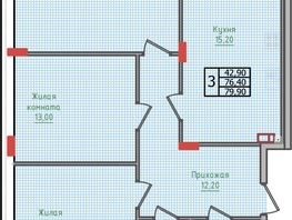 Продается 3-комнатная квартира ЖК Суворов, дом 5, 79.9  м², 7710350 рублей