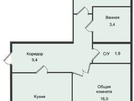 Продается 2-комнатная квартира ЖК Кислород, 1 очередь, 58.4 м², 6132000 рублей