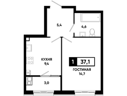 Продается 1-комнатная квартира ЖК Основа, литер 5.2, 37.1  м², 4192300 рублей