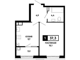Продается 1-комнатная квартира ЖК Основа, литер 5.2, 37.3  м², 4214900 рублей