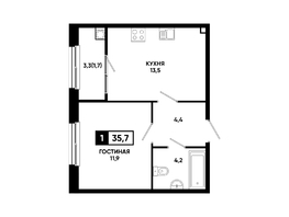 Продается 1-комнатная квартира ЖК Резиденция СОФИ, 35.7  м², 3962700 рублей