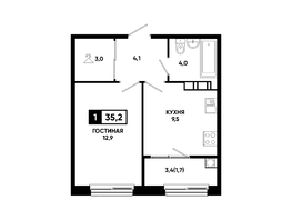 Продается 1-комнатная квартира ЖК Резиденция СОФИ, 35.2  м², 3907200 рублей