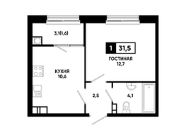 Продается 1-комнатная квартира ЖК Резиденция СОФИ, 31.5 м², 3559500 рублей