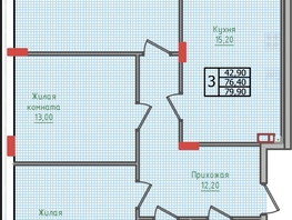 Продается 3-комнатная квартира ЖК Суворов, дом 1, 79.9  м², 7750300 рублей