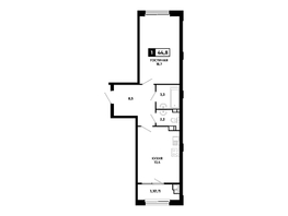 Продается 1-комнатная квартира ЖК Резиденция СОФИ, 44.8 м², 4659200 рублей
