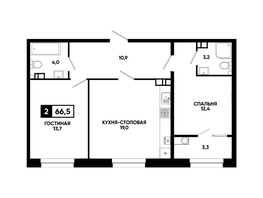 Продается 1-комнатная квартира ЖК Кварталы 17/77, литер 9.1, 66.5 м², 7295050 рублей