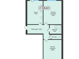 Продается 2-комнатная квартира ЖК Европейский 5, 68.6  м², 7203000 рублей