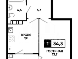 Продается 1-комнатная квартира Катыхина ул, 34.3  м², 9100000 рублей