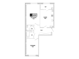 Продается 2-комнатная квартира ЖК Кварталы 17/77, литер 9.4, 65.8  м&sup2;, 8198680 рублей