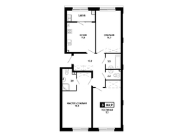 Продается 3-комнатная квартира ЖК Резиденция СОФИ, литер 1 корпус 2, 83.9  м&sup2;, 9375825 рублей