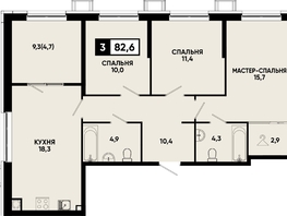 Продается 3-комнатная квартира ЖК Моя Легенда, кор 1.6, 82.6  м&sup2;, 17321220 рублей