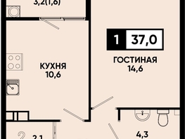 Продается 1-комнатная квартира ЖК Моя Легенда, кор 1.6, 37  м&sup2;, 8794900 рублей