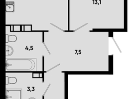 Продается 2-комнатная квартира ЖК Моя Легенда, кор 1.6, 61.9  м&sup2;, 13289930 рублей