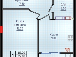 Продается 1-комнатная квартира ЖК Суворов, дом 6, 38.4  м&sup2;, 4838400 рублей