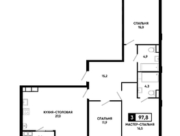 Продается 3-комнатная квартира ЖК Основа, литер 6.1, 97.8  м&sup2;, 10420590 рублей