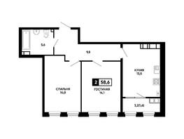 Продается 2-комнатная квартира ЖК Резиденция СОФИ, литер 1 корпус 2, 58.6  м&sup2;, 6958750 рублей