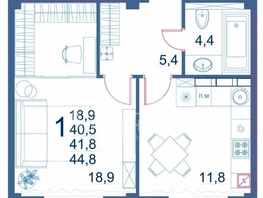 Продается 1-комнатная квартира Шмидта ул, 44.8 м², 6705000 рублей