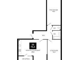 Продается 1-комнатная квартира ЖК Первый, 101.1, 75.4  м², 6220500 рублей