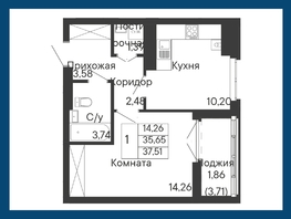 Продается 1-комнатная квартира  Курортный квартал Ривьера, I оч, 37.48  м&sup2;, 6821360 рублей