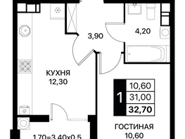 Продается 1-комнатная квартира Шолохова пр-кт, 32  м&sup2;, 5100000 рублей