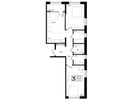 Продается 3-комнатная квартира ЖК Придонье, литер 3.1, 65.1  м&sup2;, 7486500 рублей