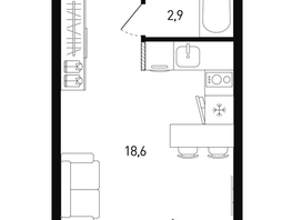 Продается Студия ЖК 5 элемент Аске, лит 5-12 стр.2, сек.3,4,5,6, 23  м&sup2;, 4376900 рублей