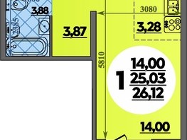 Продается Студия ЖК Суворовский, литера 1, 26.12  м&sup2;, 3700000 рублей