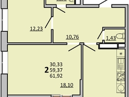 Продается 2-комнатная квартира ЖК Фрейм, 11Б, 61.7  м&sup2;, 10180500 рублей