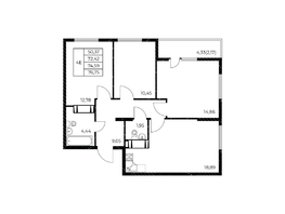 Продается 3-комнатная квартира ЖК Звезда Столицы 2, 76.75  м&sup2;, 11282250 рублей