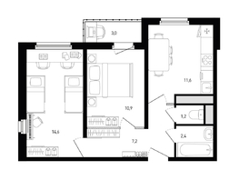 Продается 2-комнатная квартира ЖК Левенцовка Парк, лит 8-11 стр.2, сек.4,5, 48.8  м&sup2;, 6008842 рублей