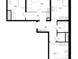 Продается 3-комнатная квартира ЖК Левенцовка Парк, лит 8-11 стр.2, сек.4,5, 63.7  м&sup2;, 7505899 рублей