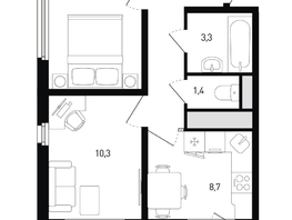 Продается 2-комнатная квартира ЖК 5 элемент Аске, лит 5-11 стр.2, сек.5,6, 43.3  м&sup2;, 5650650 рублей