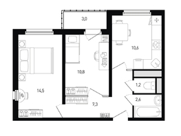 Продается 2-комнатная квартира ЖК 5 элемент Аске, лит 5-11 стр.2, сек.5,6, 49  м&sup2;, 5591439 рублей