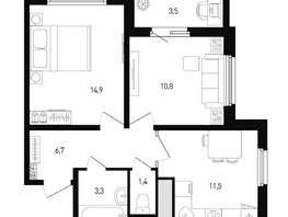 Продается 2-комнатная квартира ЖК 5 элемент Аске, лит 5-11 стр.2, сек.5,6, 50.4  м&sup2;, 6395760 рублей