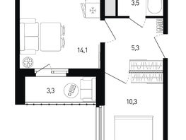 Продается 1-комнатная квартира ЖК 5 элемент Аске, лит 5-11 стр.2, сек.5,6, 34.9  м&sup2;, 4534243 рублей