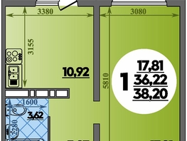 Продается 1-комнатная квартира ЖК Суворовский, литера 2, 38.2  м&sup2;, 4929999 рублей