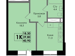 Продается 1-комнатная квартира ЖК Ботаника, дом 1, 40.9  м&sup2;, 5521500 рублей
