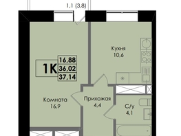 Продается 1-комнатная квартира ЖК Ботаника, дом 1, 37.14  м&sup2;, 5013900 рублей